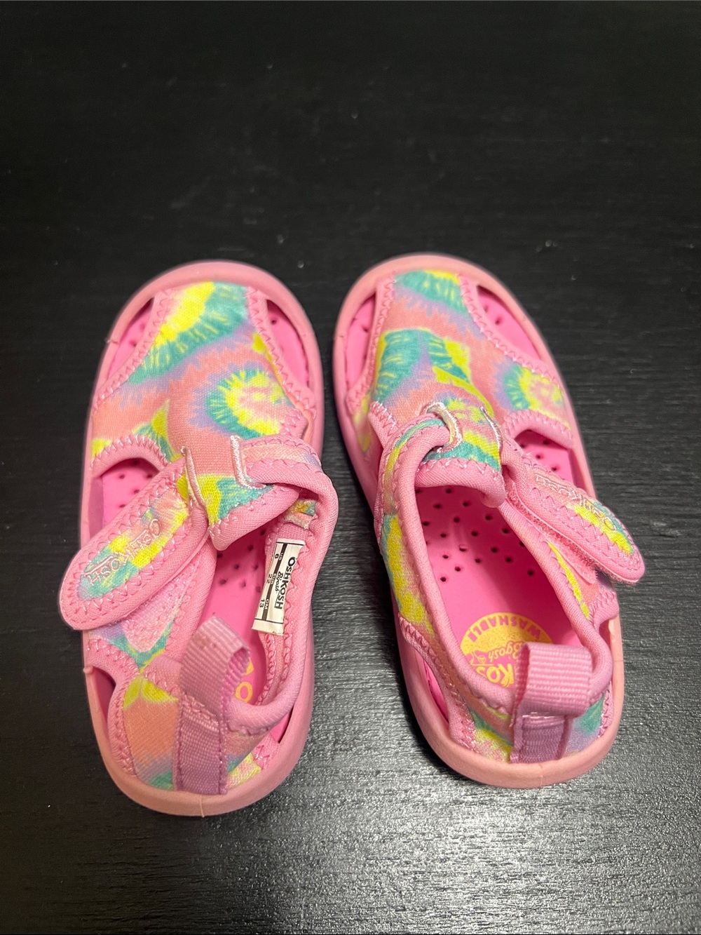 OshKosh B'gosh Pink Tie-Dye Kids Water Shoes with Hook-and-Loop Straps